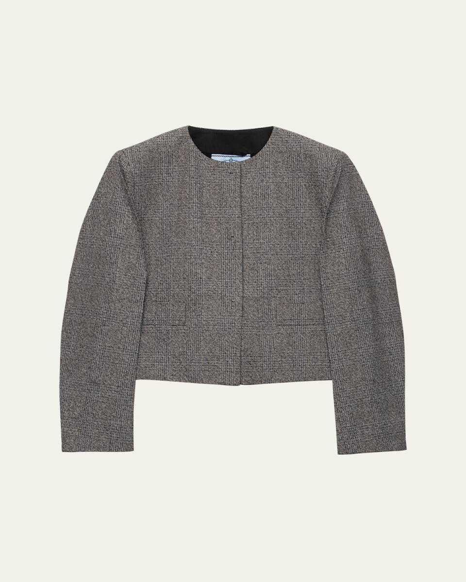 Prince Of Wales Mouline Boxy Crop Jacket